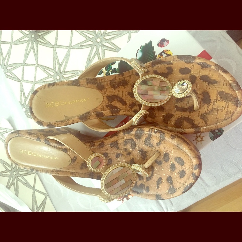 Bcbgeneration Leopard Wedge Sandals
